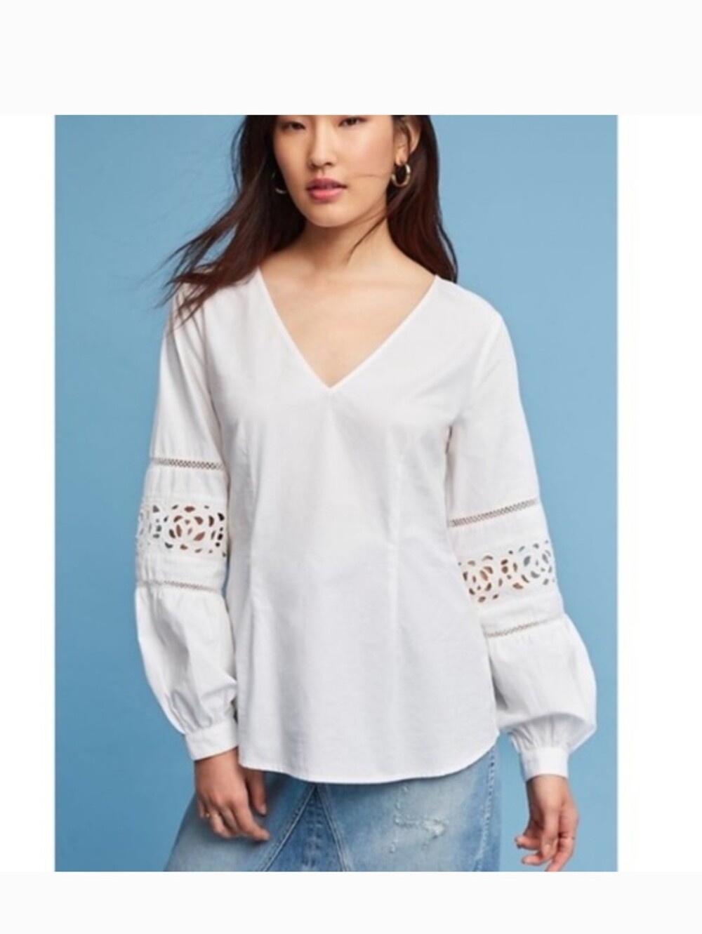 Anthropologie Maeve Lace Cut Out Top